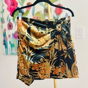 Zara Basic Draped Velvet Floral Skirt
